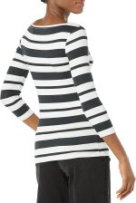 Essentials Women's Slim-Fit 3/4 Sleeve Solid Boat Neck T-Shirt - Image 3